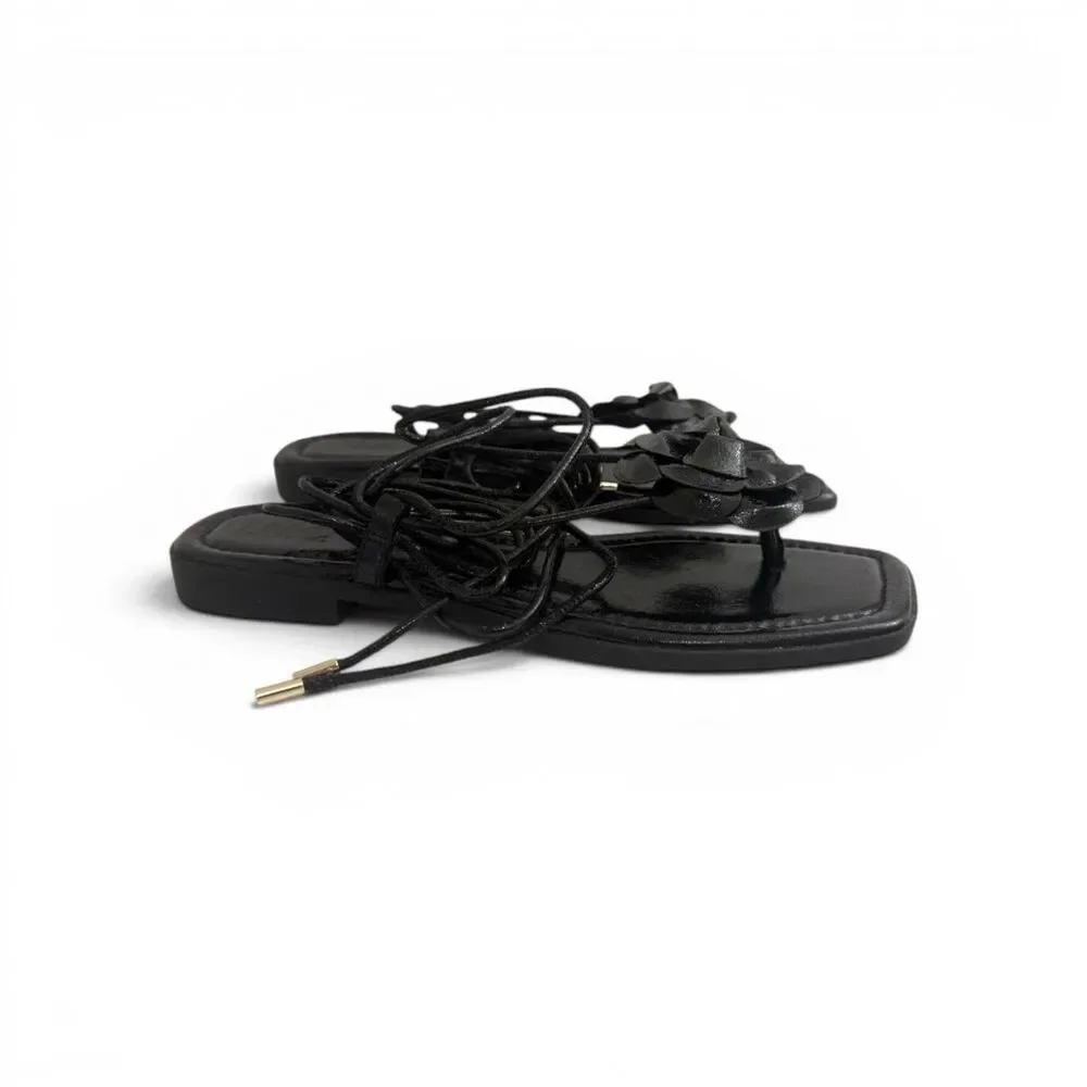 I.N.C. International Concepts Gilma Flower Lace-Up Black Patent Sandals, 10M - Picture 4 of 9